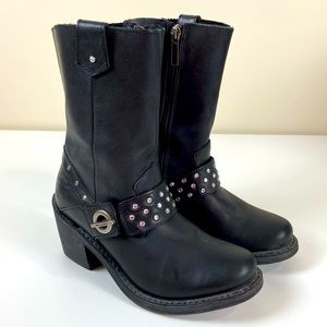 Harley Davidson Macie 8 inch Strap Rhinestone Heeled Boots Womens 6.5